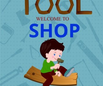 Tool Shop Advertisement Kid Carpentry Accessories Icons