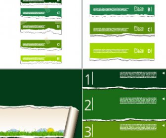 Torn Paper Eco Style Banners Vector