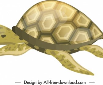 Schildkröte Kreatur Ikone Glänzend Grün Skizze Kriechende Geste