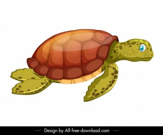 Desenho Animado Colorido De Tartaruga ícone Sketch Design Moderno Brilhante