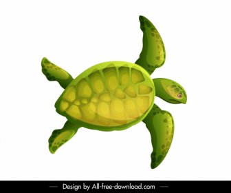 Biểu Tượng Rùa đầy Màu Sắc Phẳng Sketch Cử Chỉ Bơi