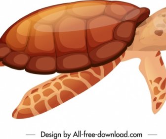 Kaplumbağa Simgesi Parlak Kırmızı Tasarım Yüzme Hareketi