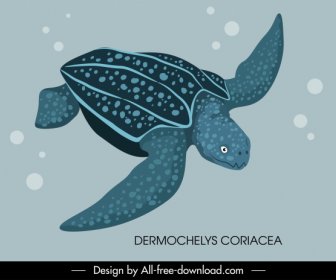 Tortoise Species Icon Swimming Sketch Handdrawn Design
