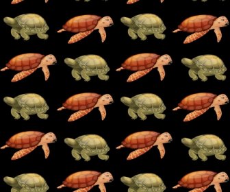 Tartarughe Tartaruga Modello Colore Scuro Ripetizione Schizzo