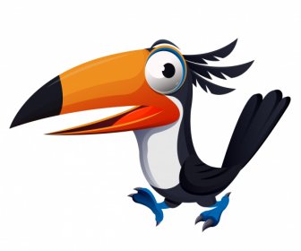 Toucan Uccello Icona Divertente Carino Cartone Animato Personaggio Schizzo