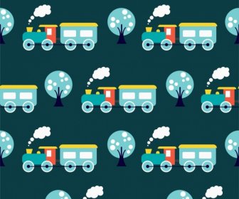 Toy Train Background Colored Flat Repeating Design