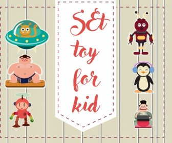 おもちゃ広告色フラットなデザインの様々 な色のアイコン