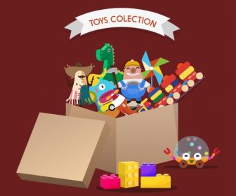 Toys Background Box Icon 3d Colored Design