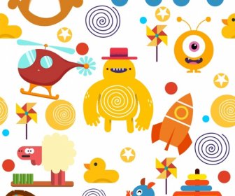 Toys Background Colorful Flat Symbols Decor