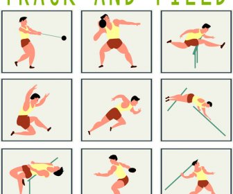 track and field promotion vector illustration with games
