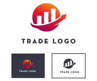 Trade Logo Template Flat Circle Chart Arrow Sketch