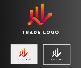 Templat Logo Perdagangan Sketsa Bagan Garis Panah Bengkok