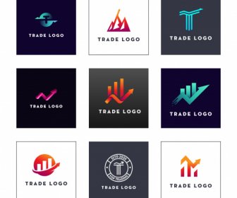 Trade Logo Templates Modern Flat Arrows Shapes Sketch