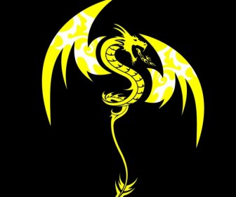 Traditionelle Drachen-Symbol Gelb Design Klassischer Stil