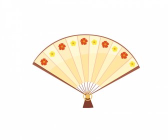 Icône De Fan Japonais Traditionnel Décor De Fleur De Pétale élégant