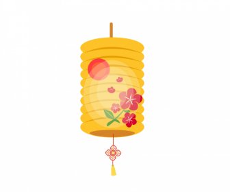 Traditional Japanese Lantern Icon Petal Flower Decor