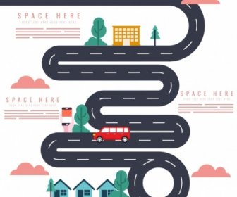 движения фона дорожных транспортных средств иконы цветные плоский дизайн