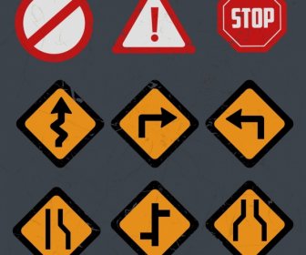 Traffic Sign Templates Classical Colored Flat Shapes