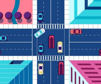 Lalu Lintas Sketsa Gambar Desain Kontemporer Mobil Jalan Ikon