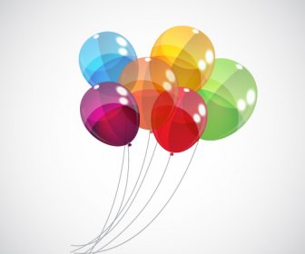 Balon Berwarna Transparan Vektor Latar Belakang