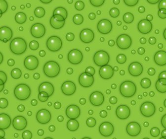 緑の背景ベクトルのシームレスなパターンを持つ透明な水滴します。