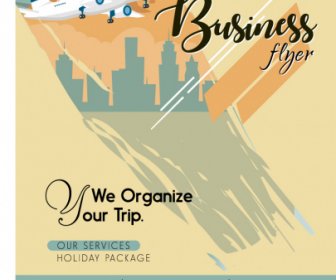 Travel Advertising Flyer Template Airplane Sketch Grunge Design