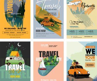 Seyahat Afiş şablonları Renkli Klasik Dekor