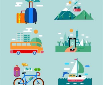 Travel Concept Icons Design With Various Styles