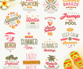 Travel Summer Holiday Labels Set Vector