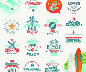 Travel Summer Holiday Labels Set Vector