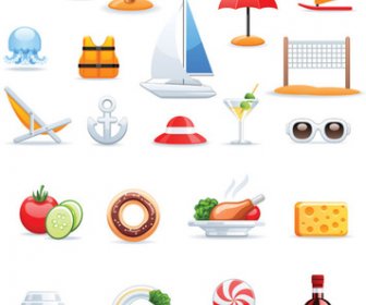 Travel Vector And Food Icons Collections