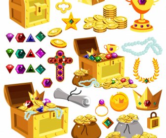 Treasure Icons Golds Gems Sketch Modern 3d Sketch