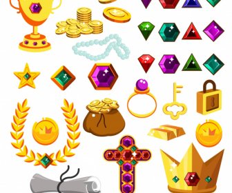 Treasures Design Elements Colorful 3d Symbols Sketch