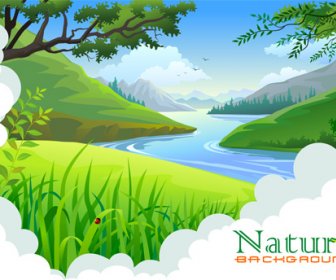 木と自然の風景のベクトルの背景