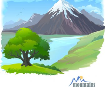 Baum Und Landschaft Vektor Hintergrund
