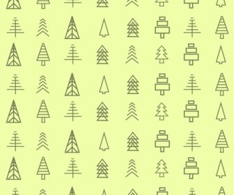 Tree Icons Collection Various Shapes Lines Decoration