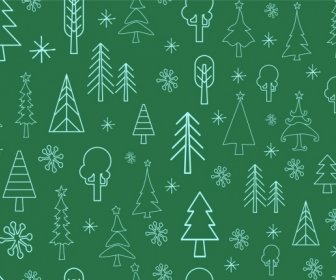 Tree Icons Pattern Outline Repeating Style Design