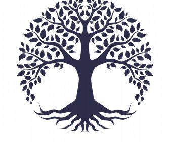ícone Da árvore Da Vida Esboço De Silhueta Simétrica Plana