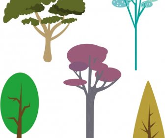 Bäume Design Kollektion Verschiedene Bunte Typen
