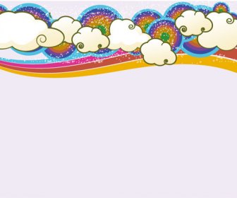 Trend Of Cloud Rainbow Background Vector Set