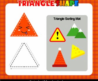 Triángulo Plantilla De Juego Educativo Colorido Bosquejo Plano