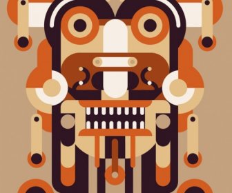 Tribal Abstract Painting Face Icon Geometric Decor