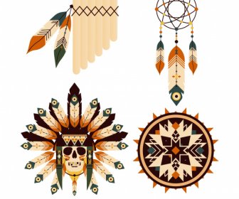 Tribal America Elemen Desain Dekorasi Bulu Tradisional