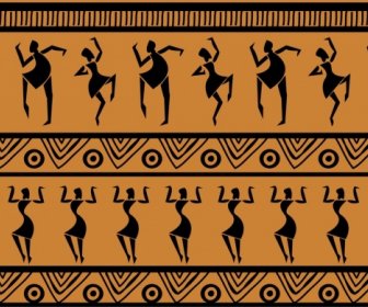 Tribal Decorative Background Dancer Icons Repeating Design