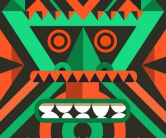 Máscara Tribal Fondo Decoración Colorida Diseño De Miedo