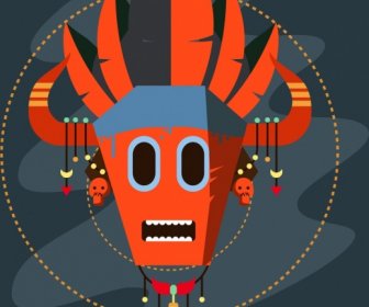 Tribal Máscara Fundo Assustador Rosto ícone