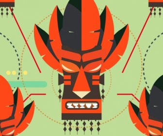племенной маски фон традиционный дизайн ужасов значок