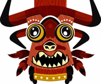 Stammes-Maske-Symbol Farbige Klassische Design Horror-Charakter