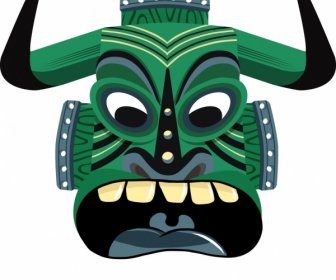 Tribal Máscara ícone Horror Projeto Rosto Irritado