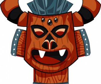 Cara De Horror Máscara Tribal Modelo Clássico Projeto Colorido